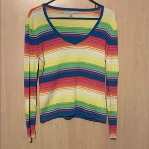 Vintage Tommy Ribbed Rainbow V Neck